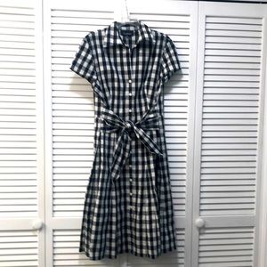 Evan-Picone Black & White Gingham Dress Sz 12